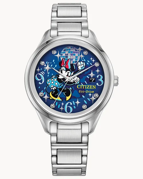 Dancing Minnie Blue Dial Stainless Steel Bracelet FE6106-52W | CITIZEN Dancing Minnie Blue Dial Stainless Steel Bracelet FE6106-52W | CITIZEN